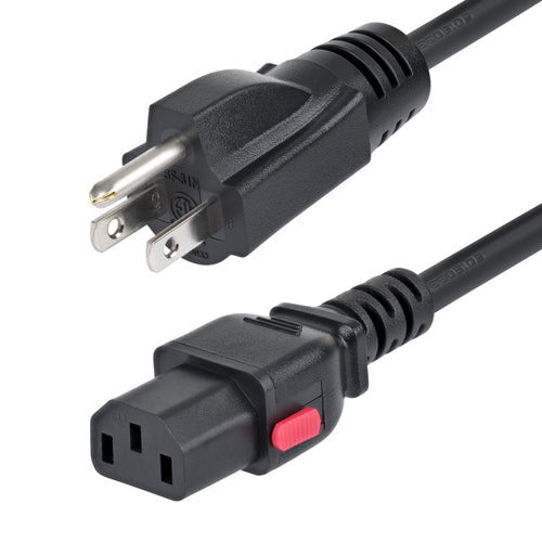 StarTech.com 15ft (4.5m) Computer Power Cord, NEMA 5-15P to Locking C13 AC Power Cable, 125V 10A, 18AWG, Replacement Computer/Monitor Power Cord, TAA Compliant, ETL Listed